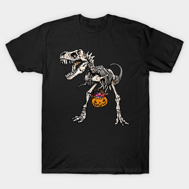 Dinosaur Halloween T Rex Skeleton T-Shirt by DARSHIRTS